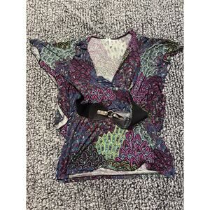 Y-Studios shirt. Peacock Theme w/belt. Size L. GUC. CUTE!